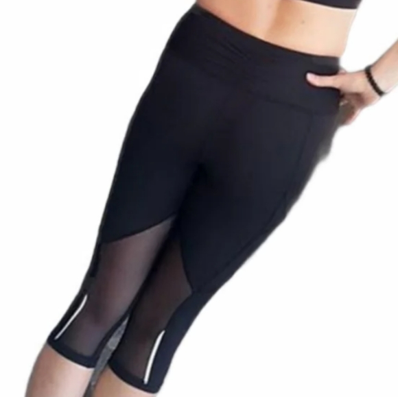 Lululemon | Outrun 17" Cropped Mesh Panel Leggings Black Reflective Size 6 - Picture 13 of 13